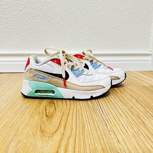 Size 1 Youth Nike Air Max 90 Leather SE Patches Sneakers Multicolor Athletic